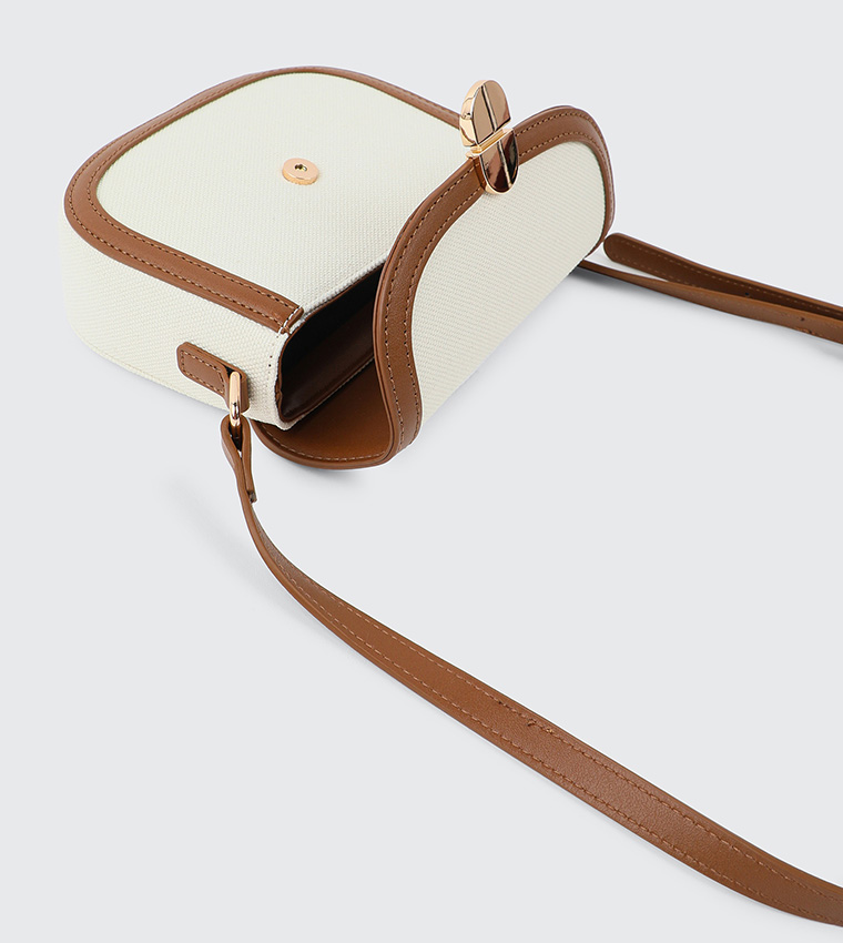 Contrast Trim Flap Shoulder Bag