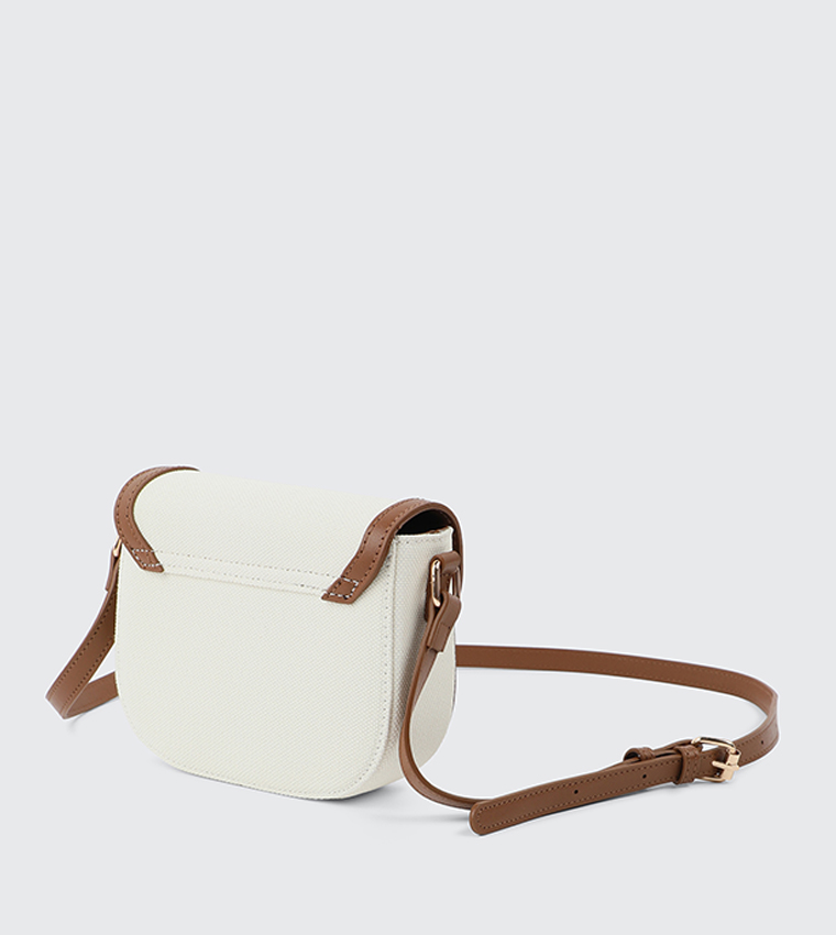 Contrast Trim Flap Shoulder Bag