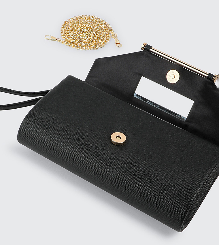 Textured Flap Clutch Bag