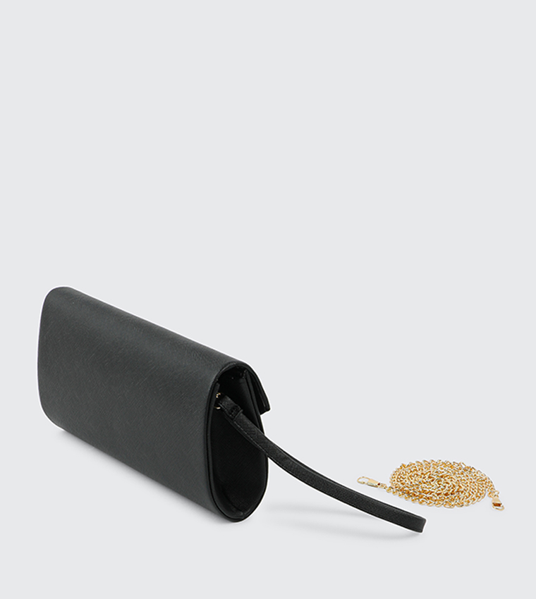 Textured Flap Clutch Bag