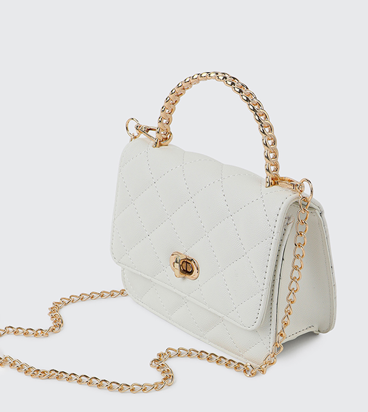 Quilted Twist Lock Crossbody Bag