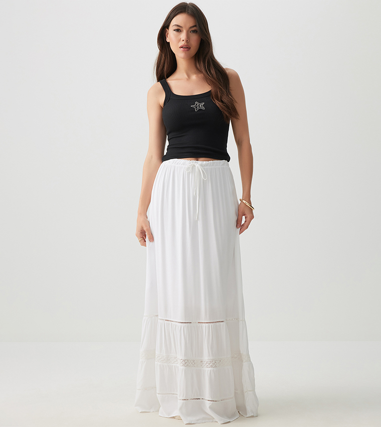 High Waist Tiered Maxi Skirt