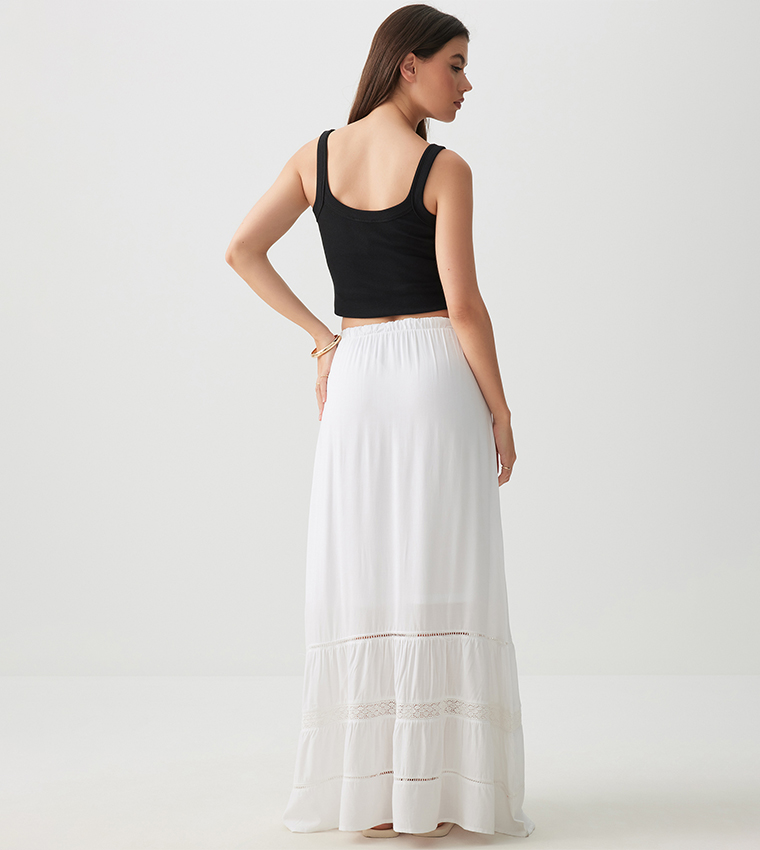 High Waist Tiered Maxi Skirt