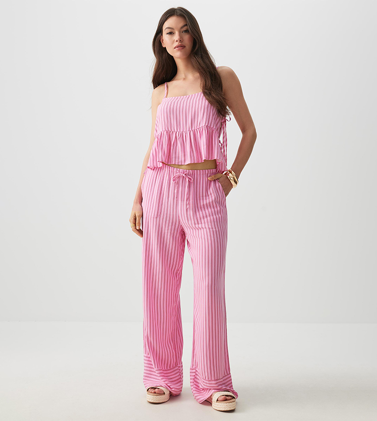 Striped Strappy Peplum Top