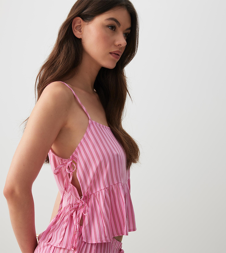 Striped Strappy Peplum Top