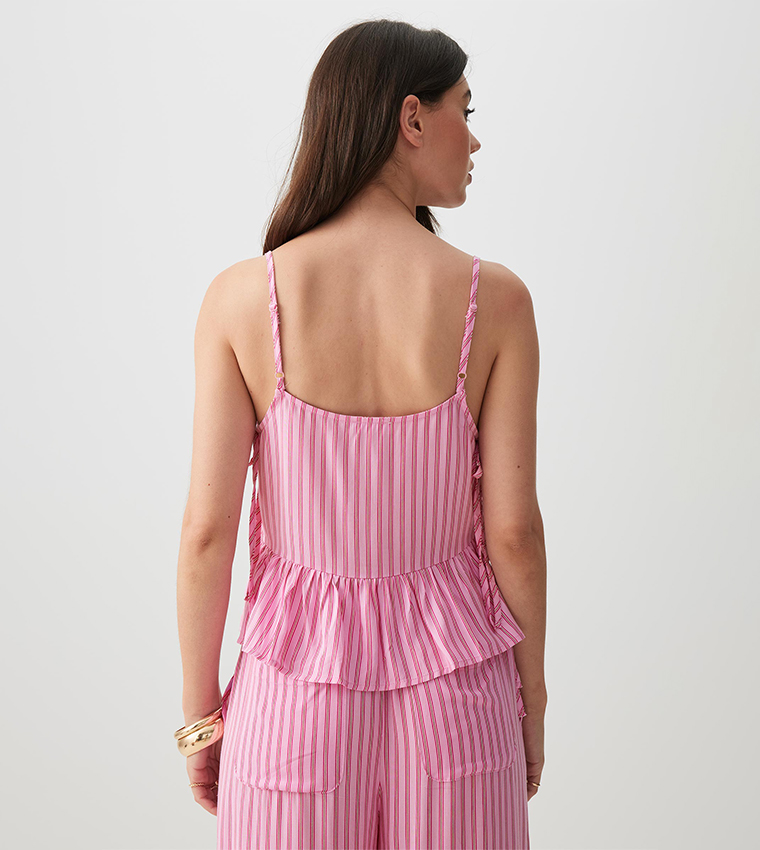 Striped Strappy Peplum Top