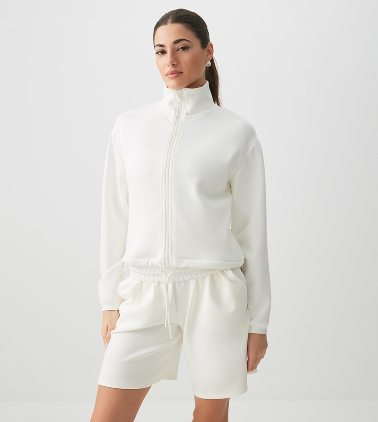 Zippered High Neck Scuba Jacket