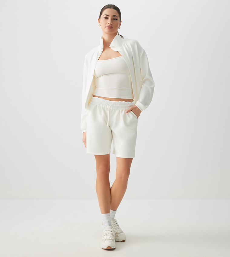 Zippered High Neck Scuba Jacket