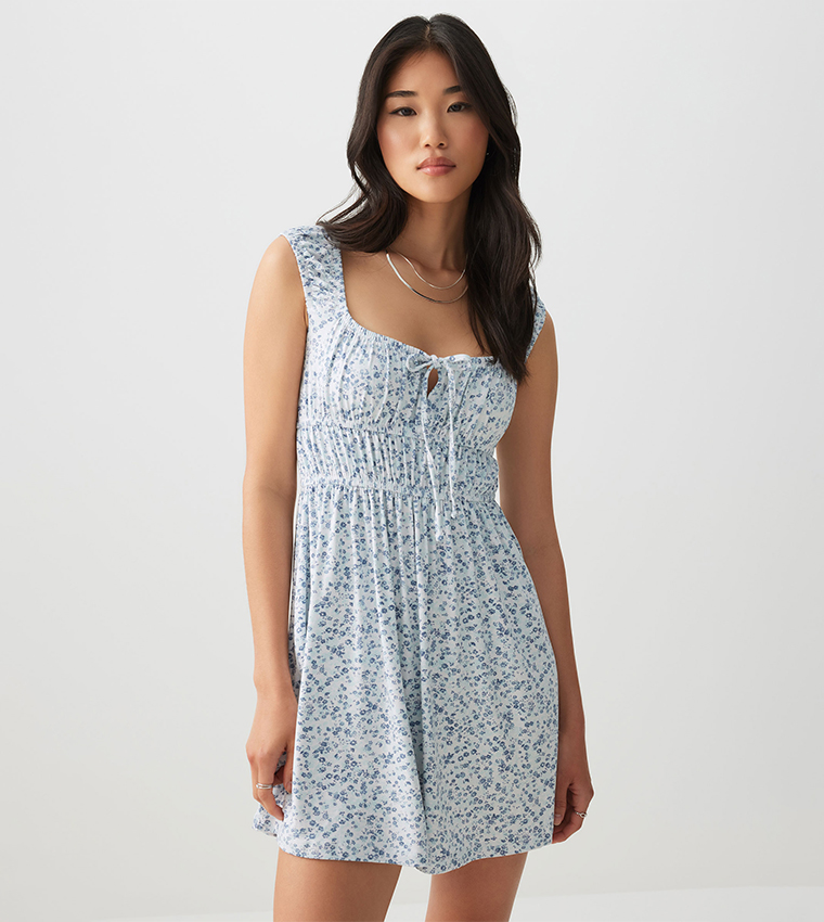 Square Neck Milkmaid Mini Dress