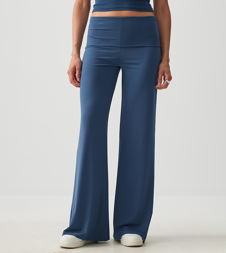 Foldover Waist Wide Leg Leggings