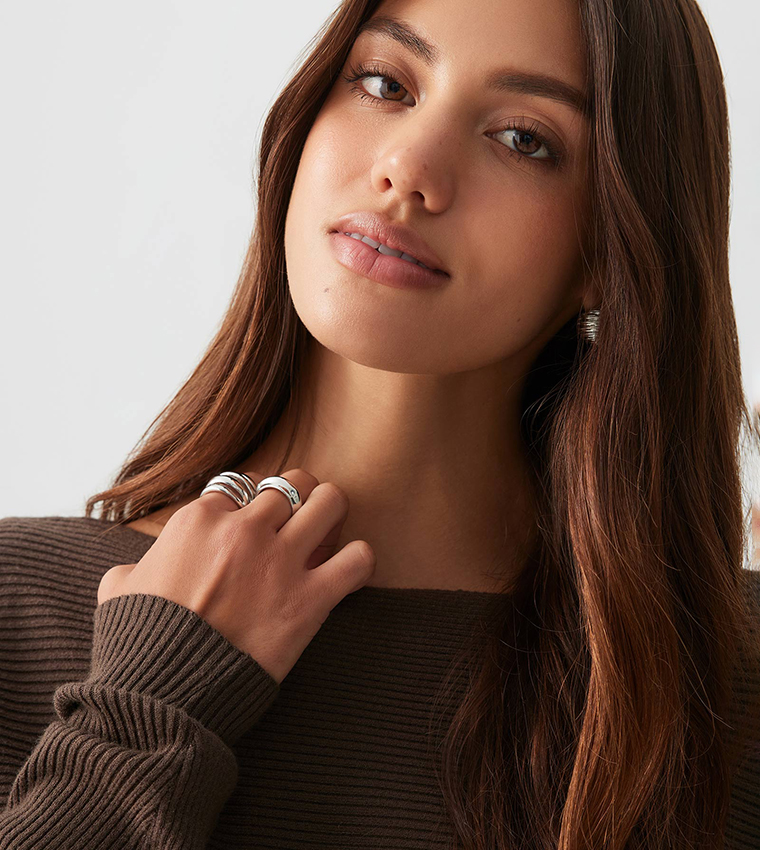 Ribbed Batwing Sleeves Sweater