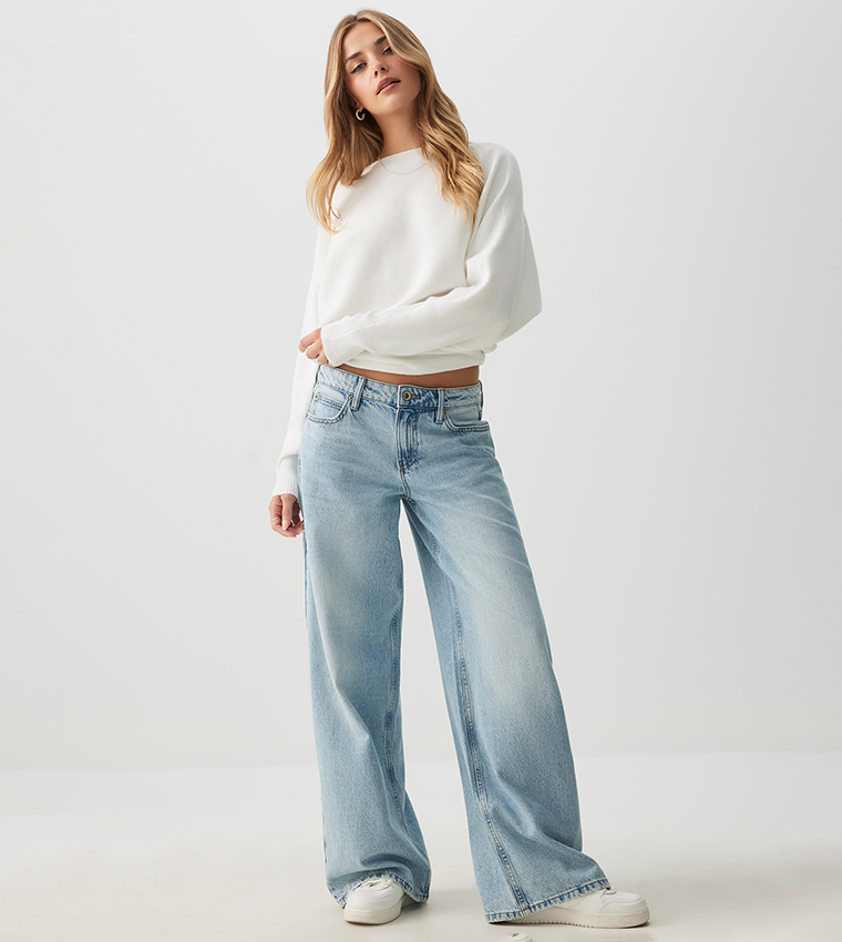 Ribbed Batwing Sleeves Sweater