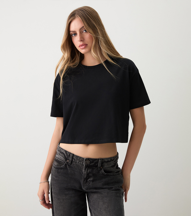 Solid Short Sleeves Boxy T-Shirt