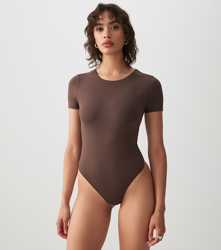 Solid Short Sleeves Bodysuit Top