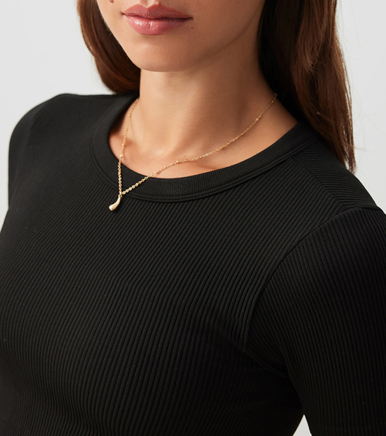 Ribbed Short Sleeves Crop Top