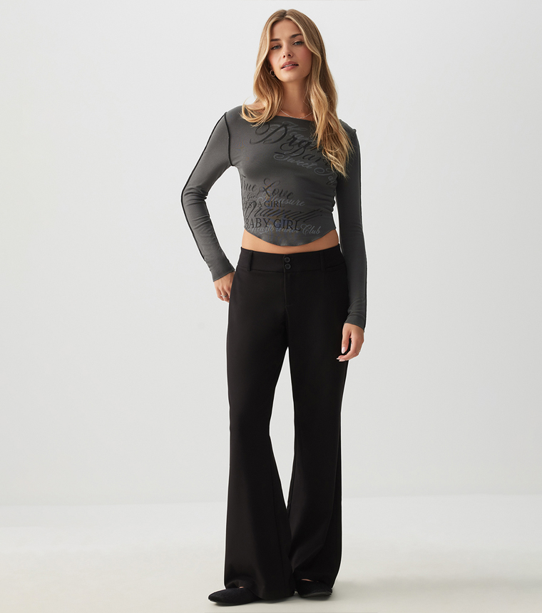 Solid Flared Trousers