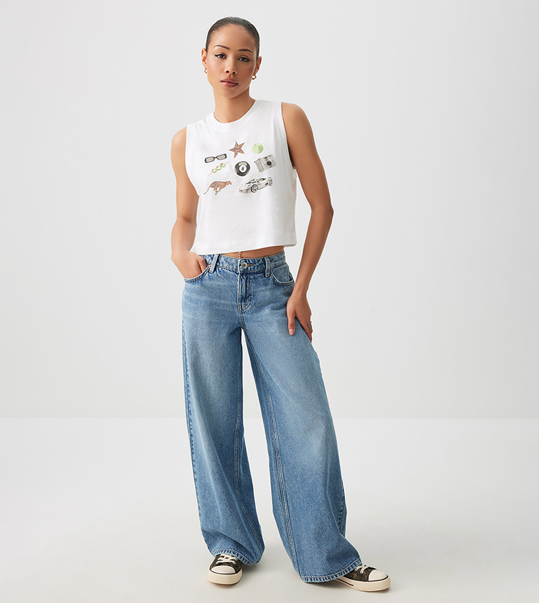 Printed Sleeveless Crop Top