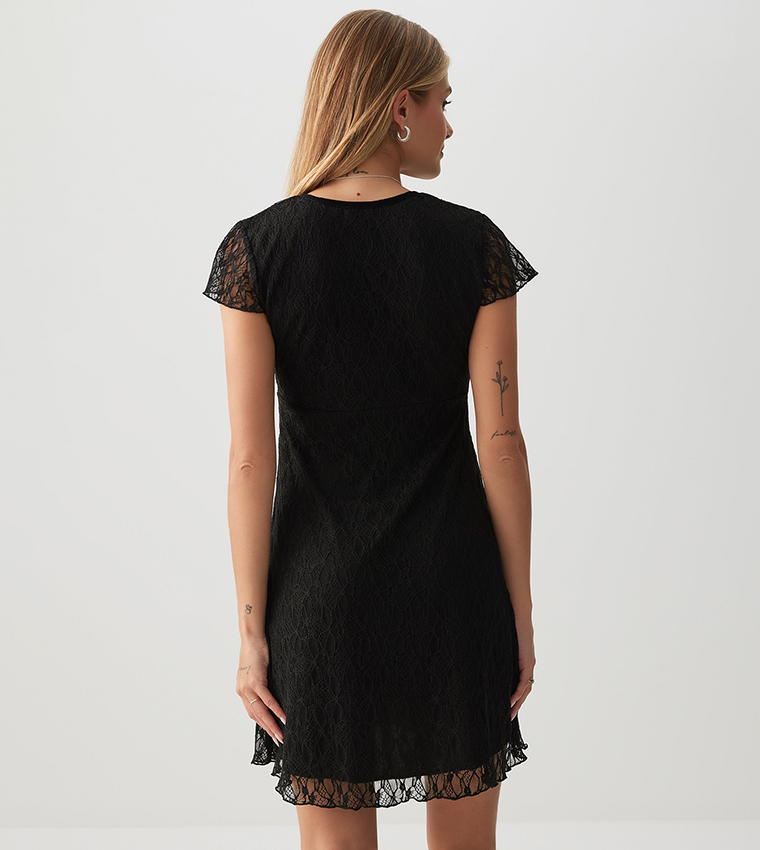 Floral Jacquard Lace Mini Dress