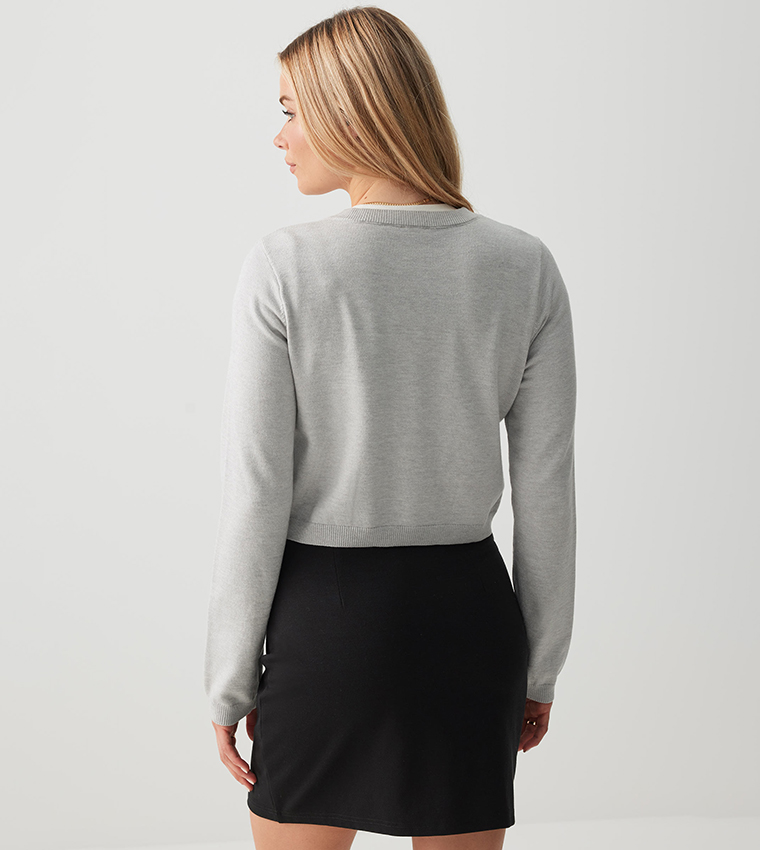 Gold Buttons Crop Cardigan