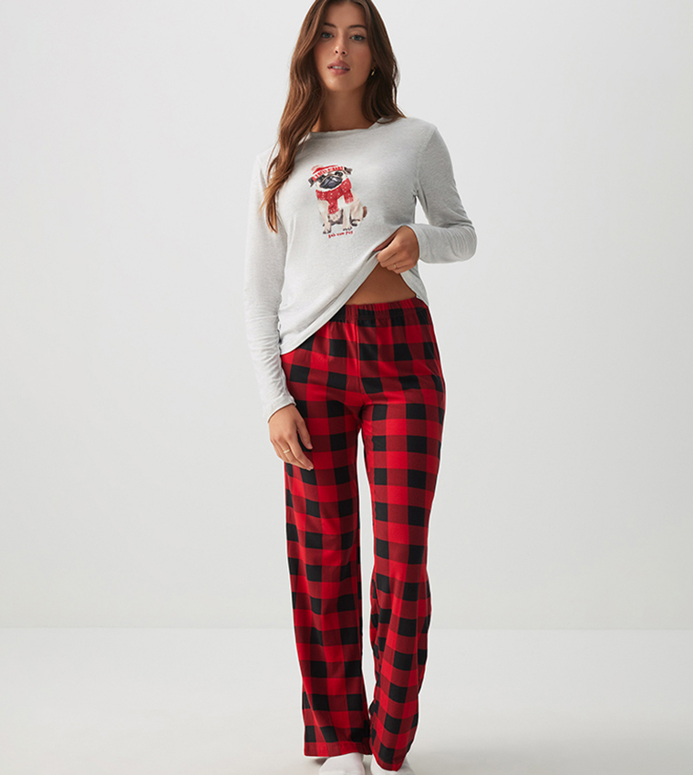 HUSHKNIT Printed Long Sleeves Pyjama Set