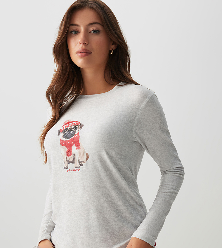 HUSHKNIT Printed Long Sleeves Pyjama Set