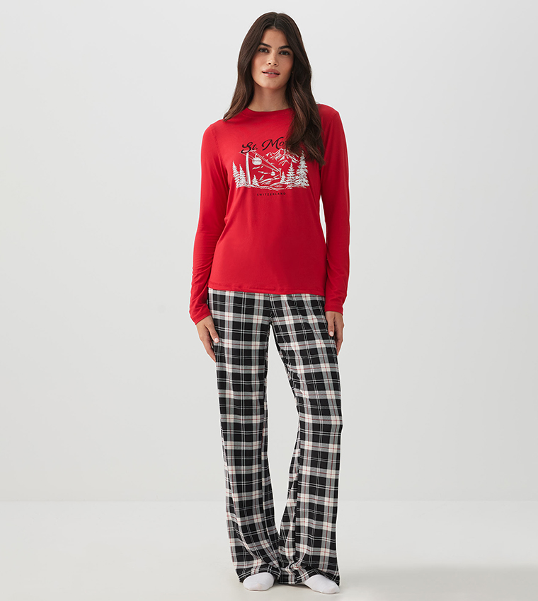 HUSHKNIT Printed Long Sleeves Pyjama Set