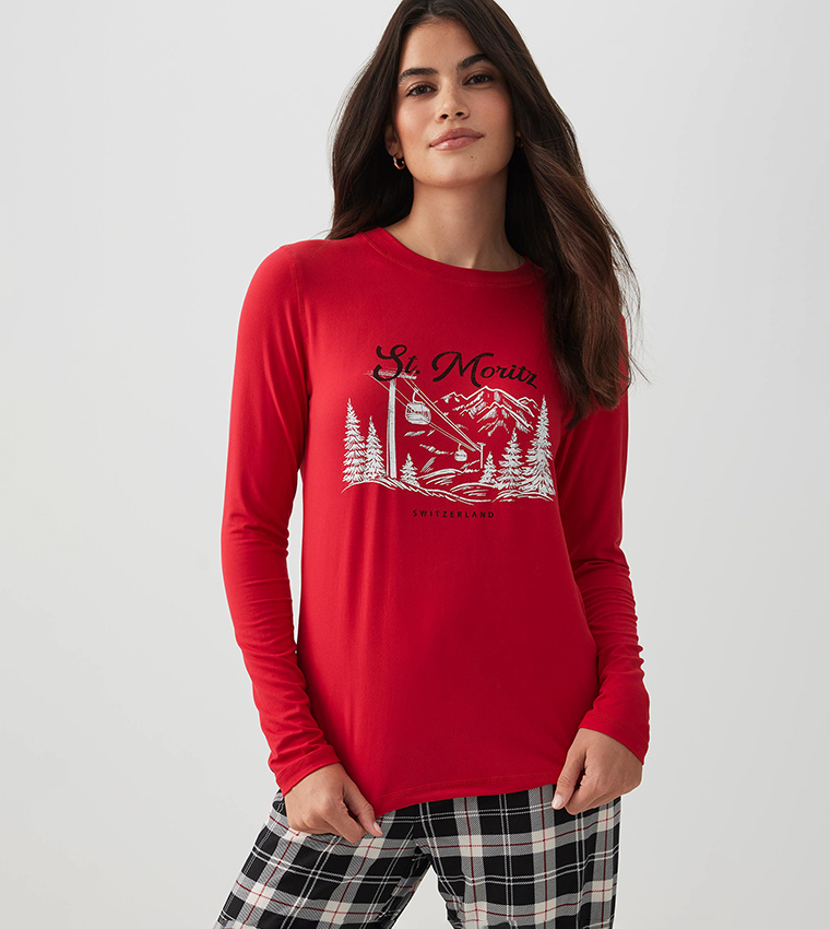 HUSHKNIT Printed Long Sleeves Pyjama Set