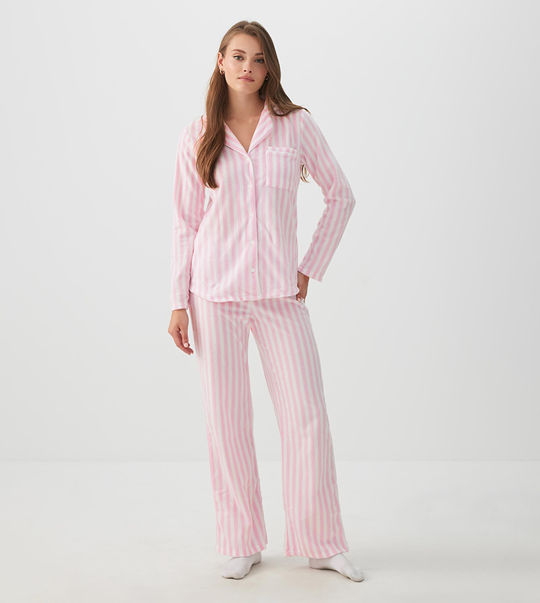 SNUGSOFT Striped Elastic Waist Pyjama Set