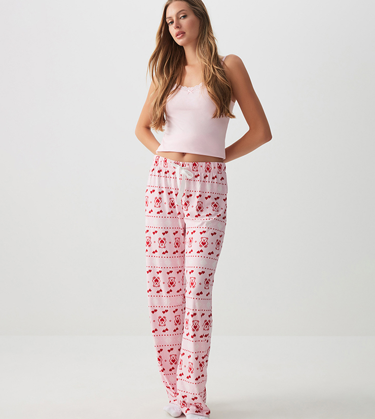HUSHKNIT Printed Flared Pyjama Pants