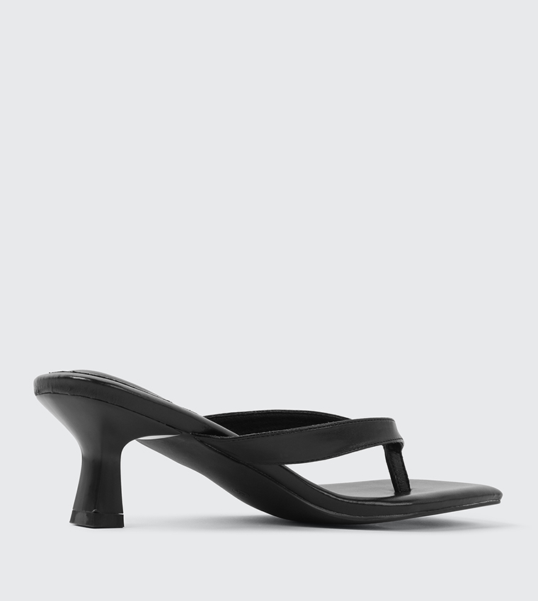 Textured Toe-Post Heeled Sandals