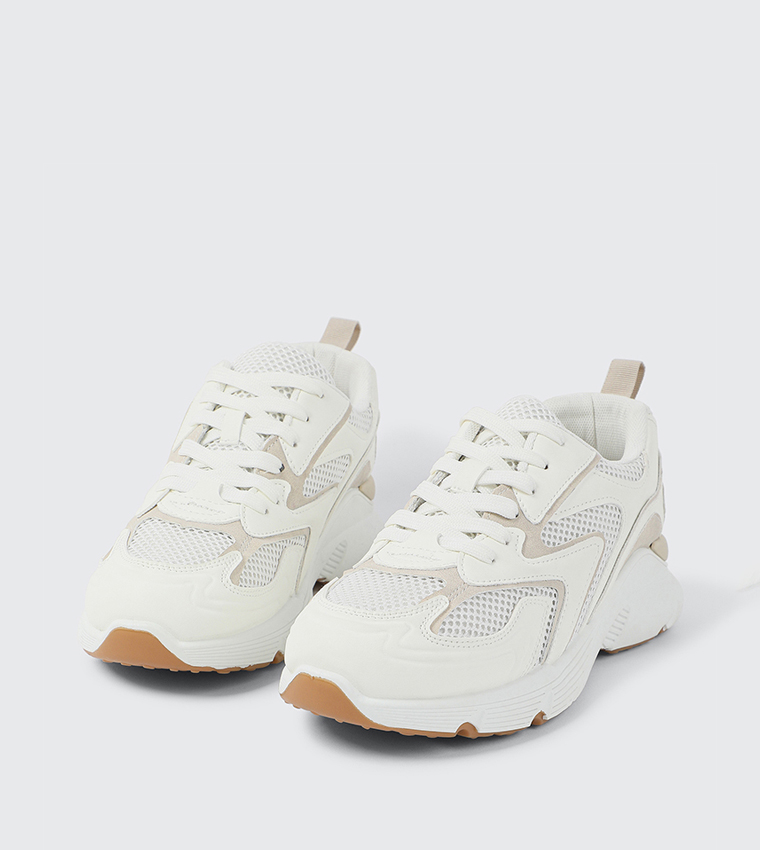 Mesh Detail Lace Up Sneakers