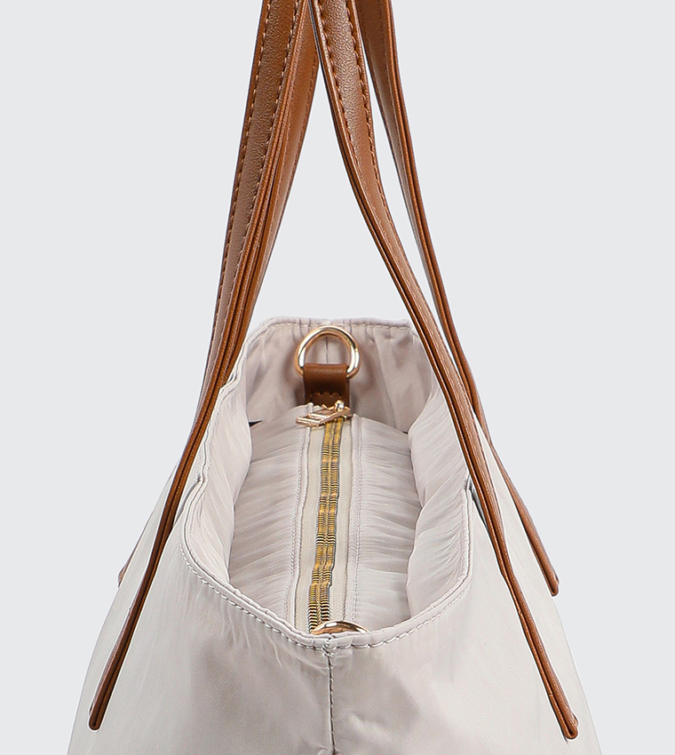 Contrast Detail Nylon Tote Bag