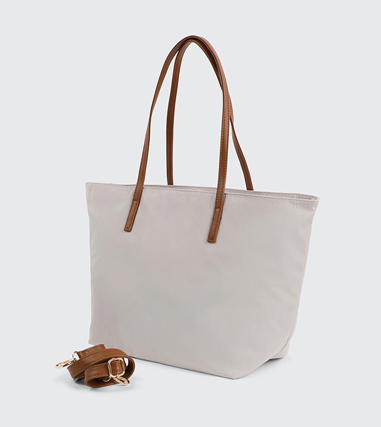 Contrast Detail Nylon Tote Bag
