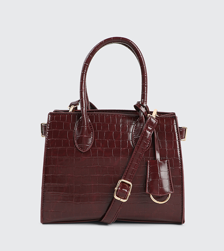 Textured Mini Tote Bag with Keychain