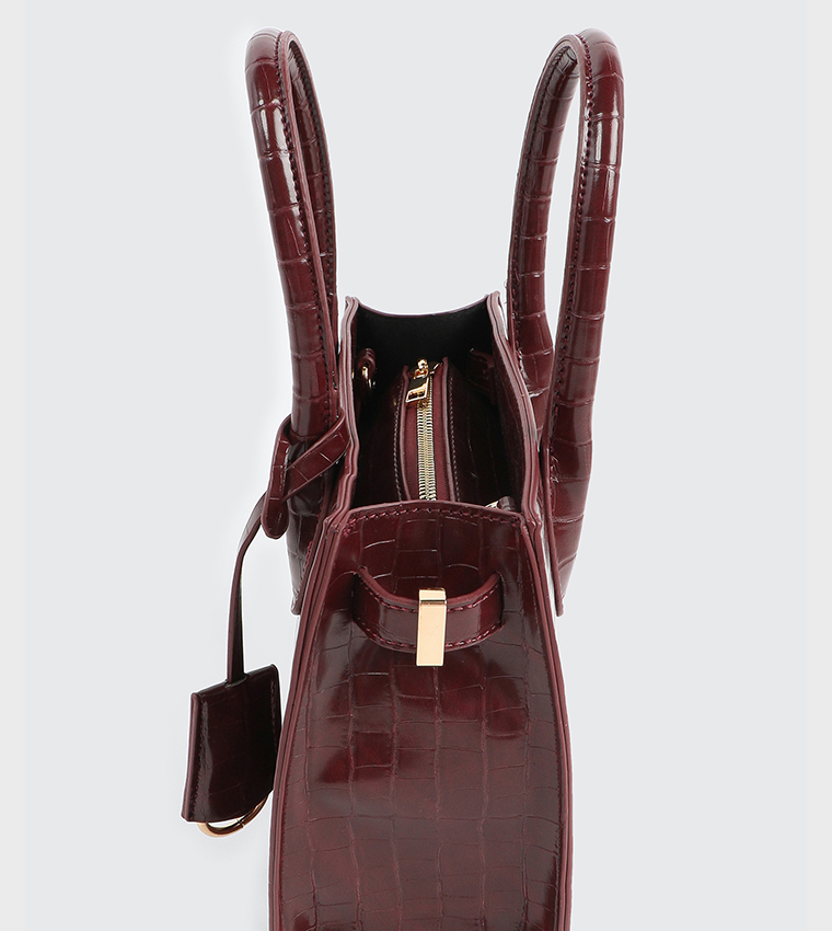 Textured Mini Tote Bag with Keychain