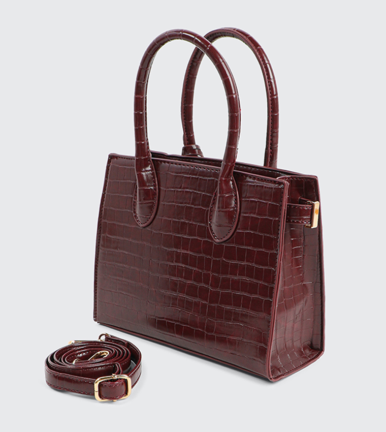 Textured Mini Tote Bag with Keychain