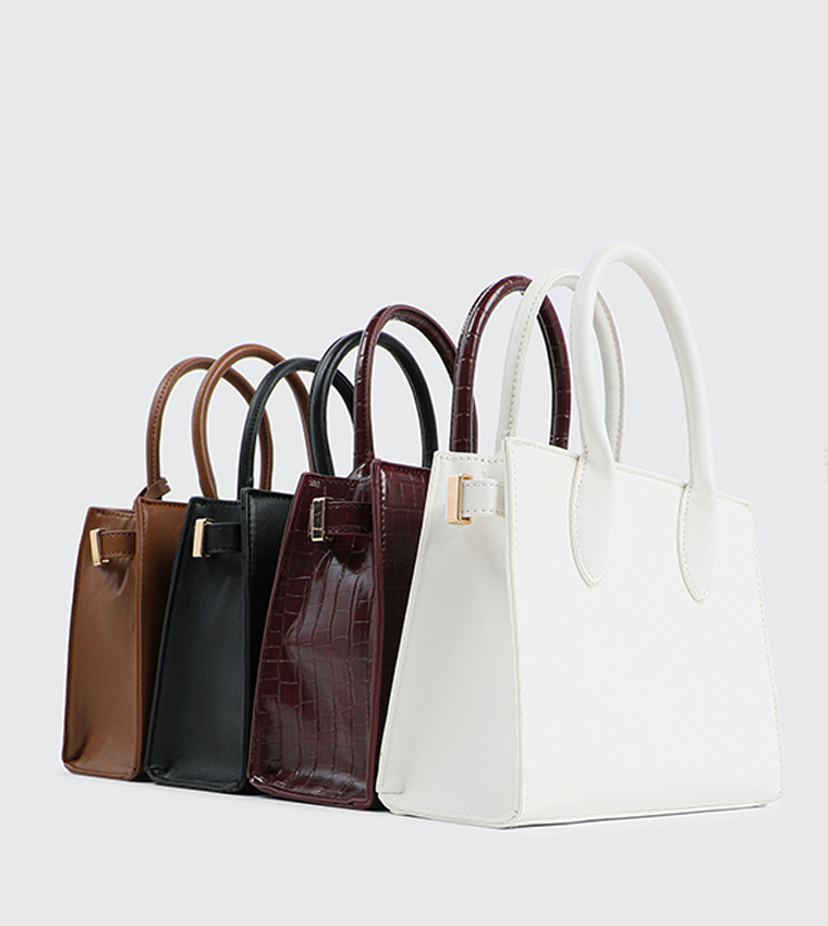 Textured Mini Tote Bag with Keychain