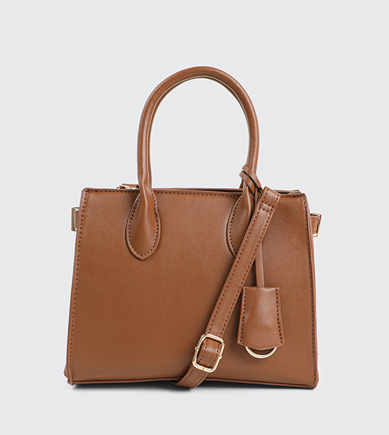 Textured Mini Tote Bag with Keychain