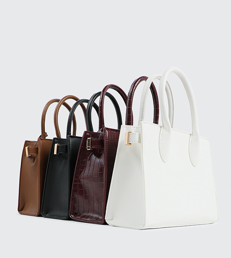 Textured Mini Tote Bag with Keychain