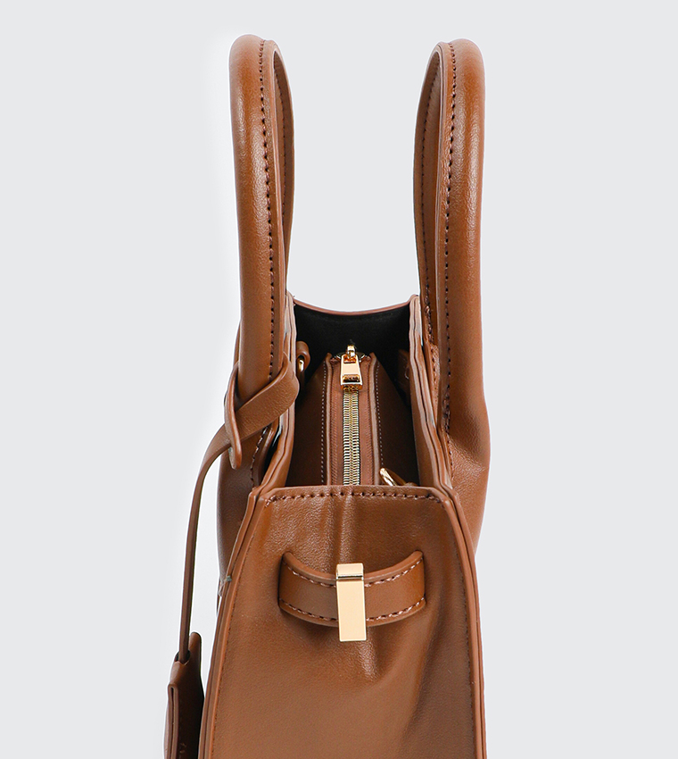Textured Mini Tote Bag with Keychain