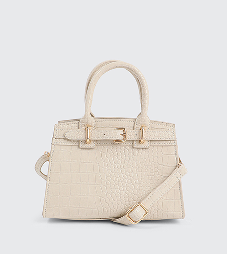 Croc Textured Satchel Bag