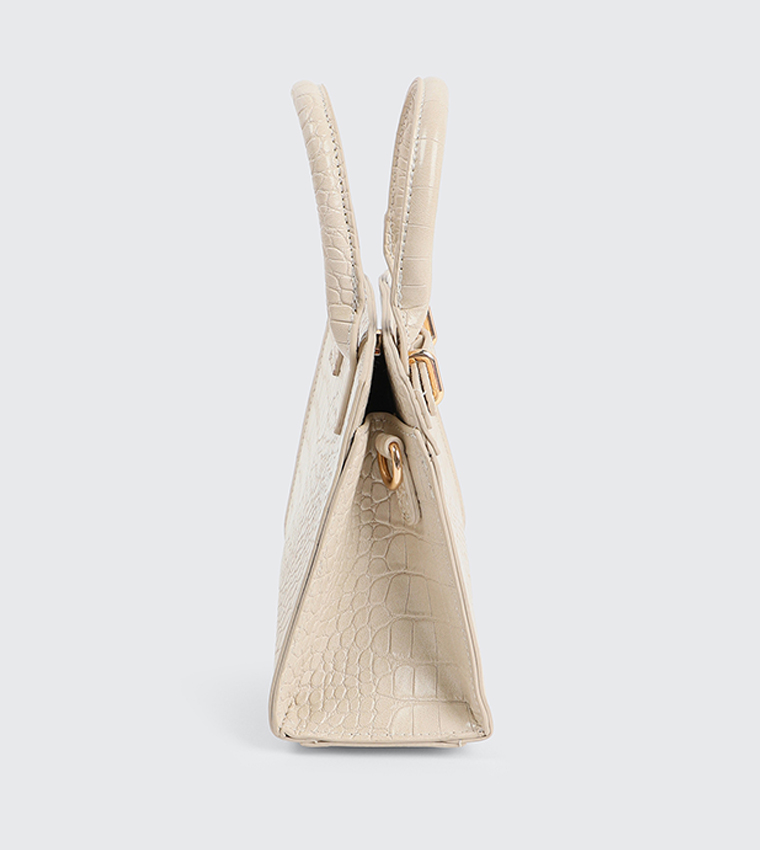 Croc Textured Satchel Bag