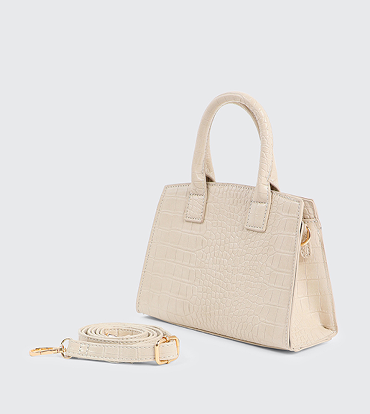 Croc Textured Satchel Bag