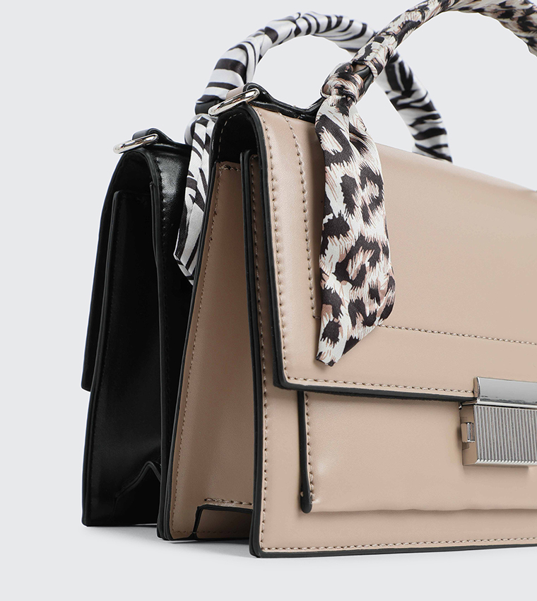 Scarf Detail Top Handle Bag