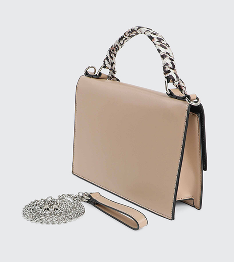 Scarf Detail Top Handle Bag