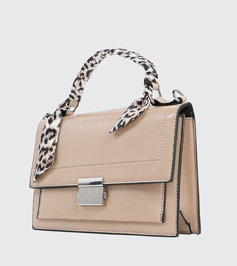 Scarf Detail Top Handle Bag