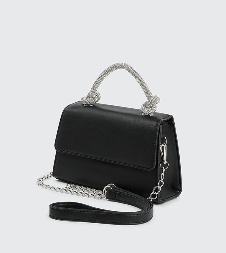 Embellished Knotted Top Handle Bag