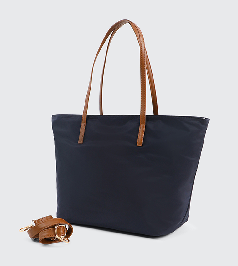Contrast Detail Nylon Tote Bag