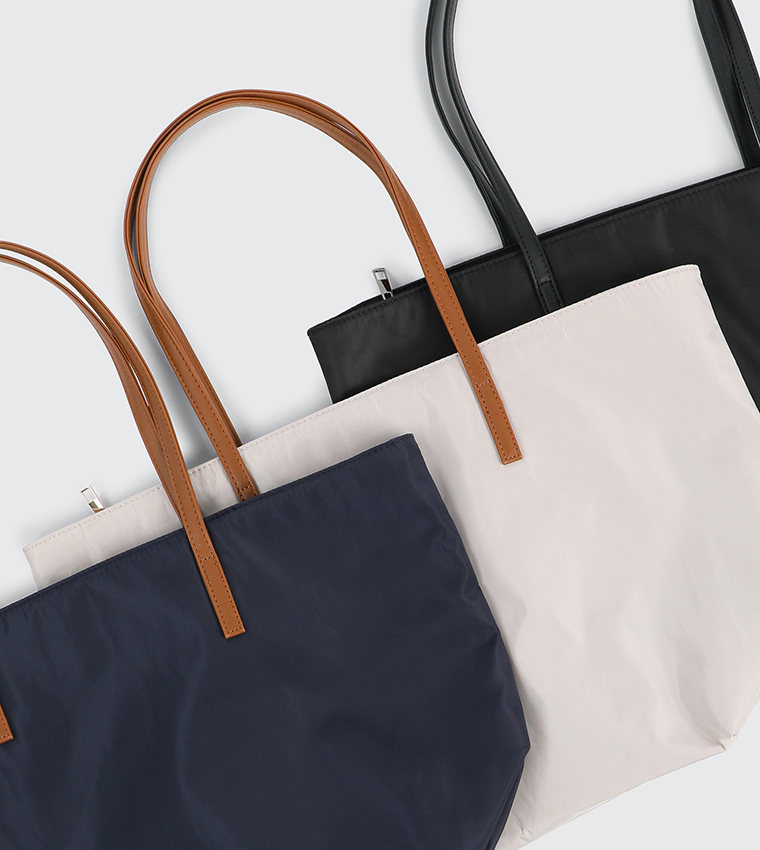 Contrast Detail Nylon Tote Bag