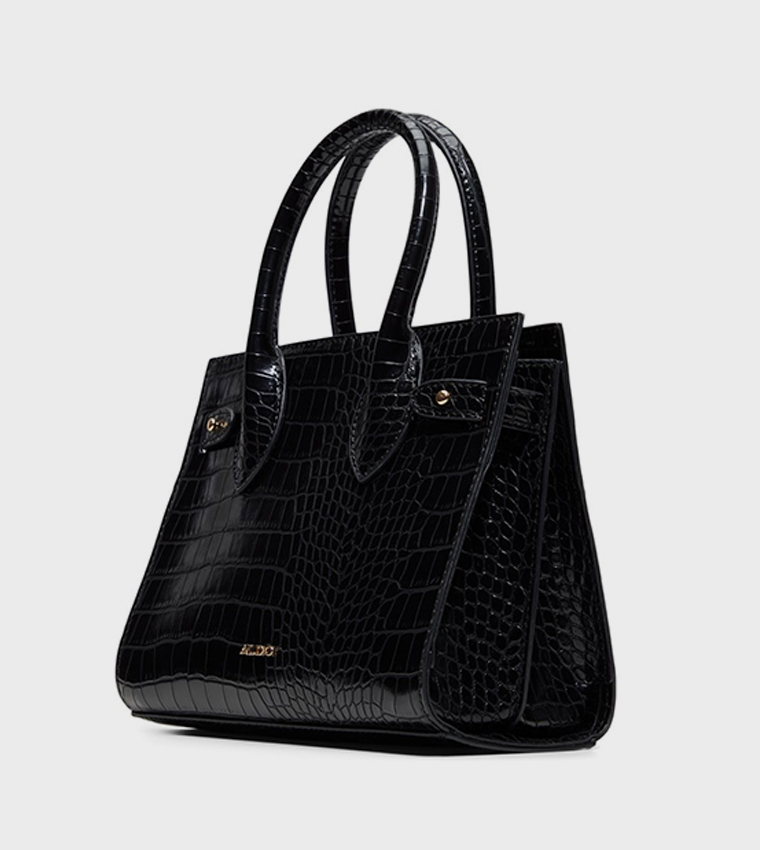 AURALIE Croc Textured Satchel Bag with Purse